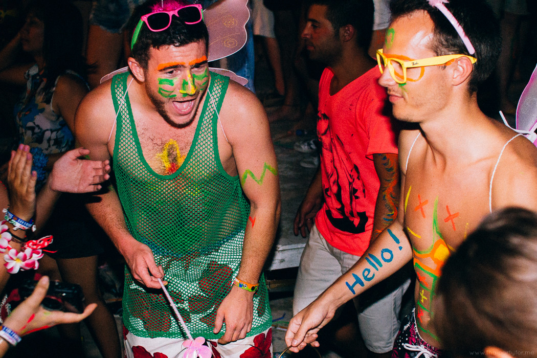 full moon party 15 february 2014: guys dancing in costume fairy on full moon party
