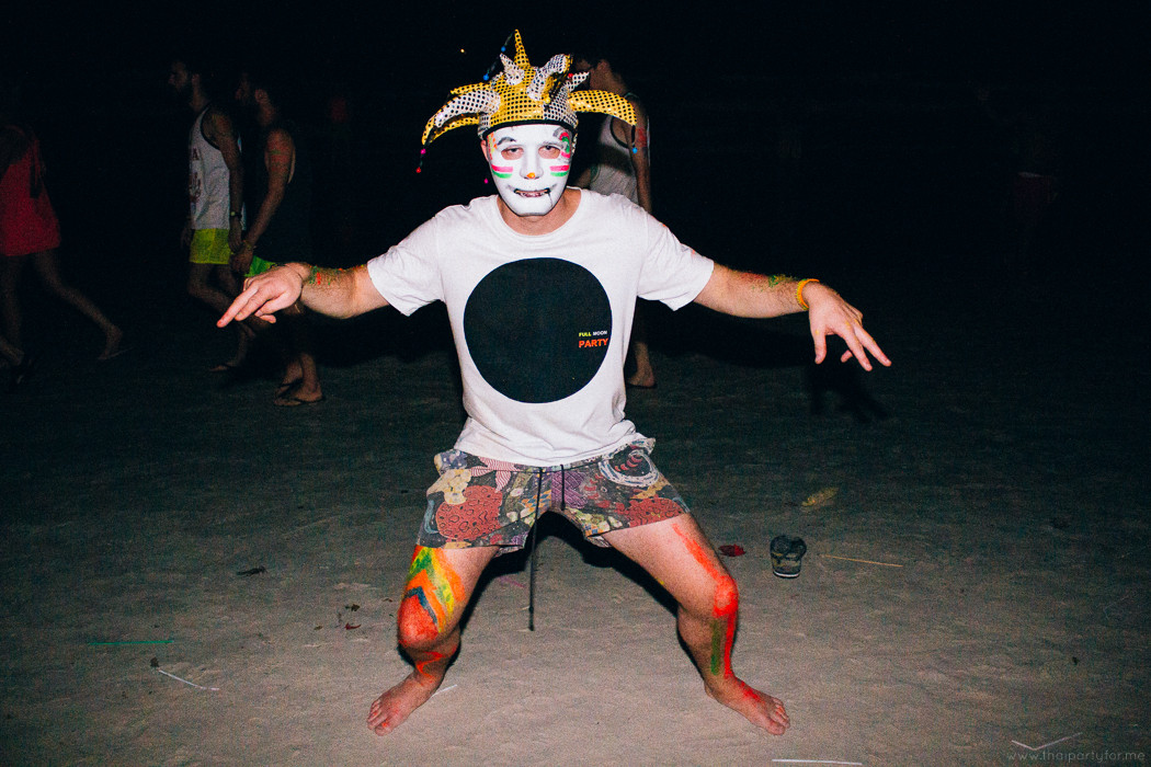 full moon party 15 february 2014: men in mask on full moon party