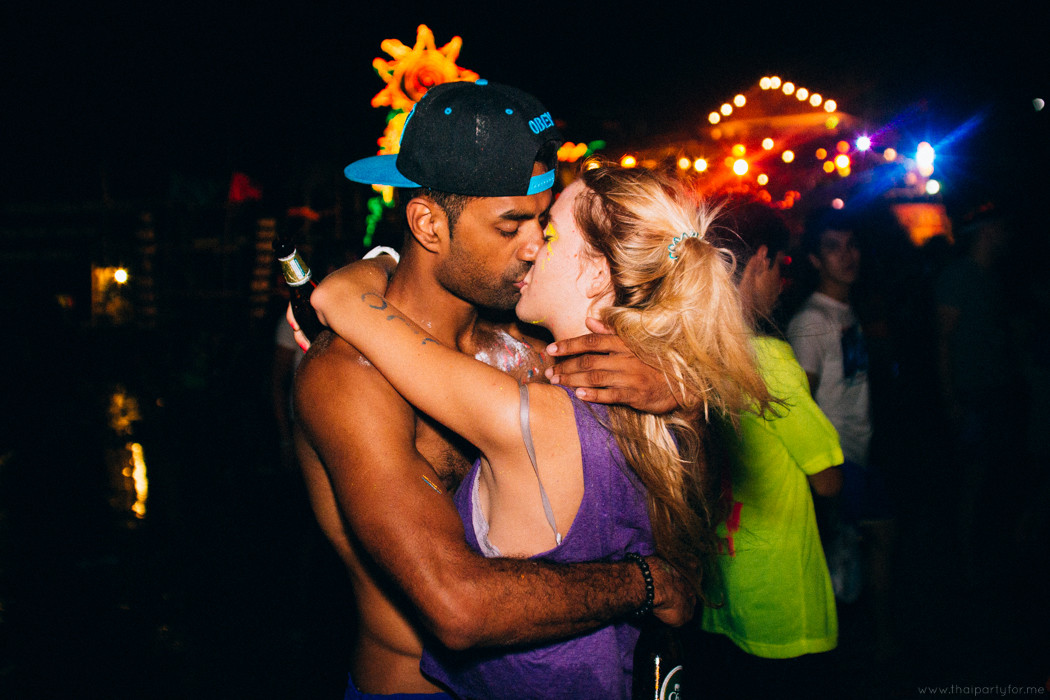 Kiss man and girl on Full Moon Party