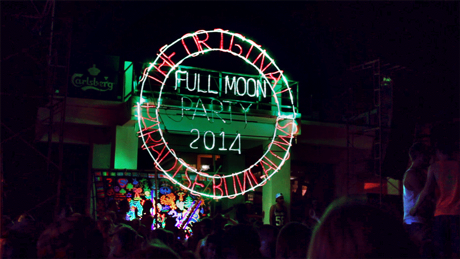 Flashing inscriptions Full Moon Party June 2014 GIF 3