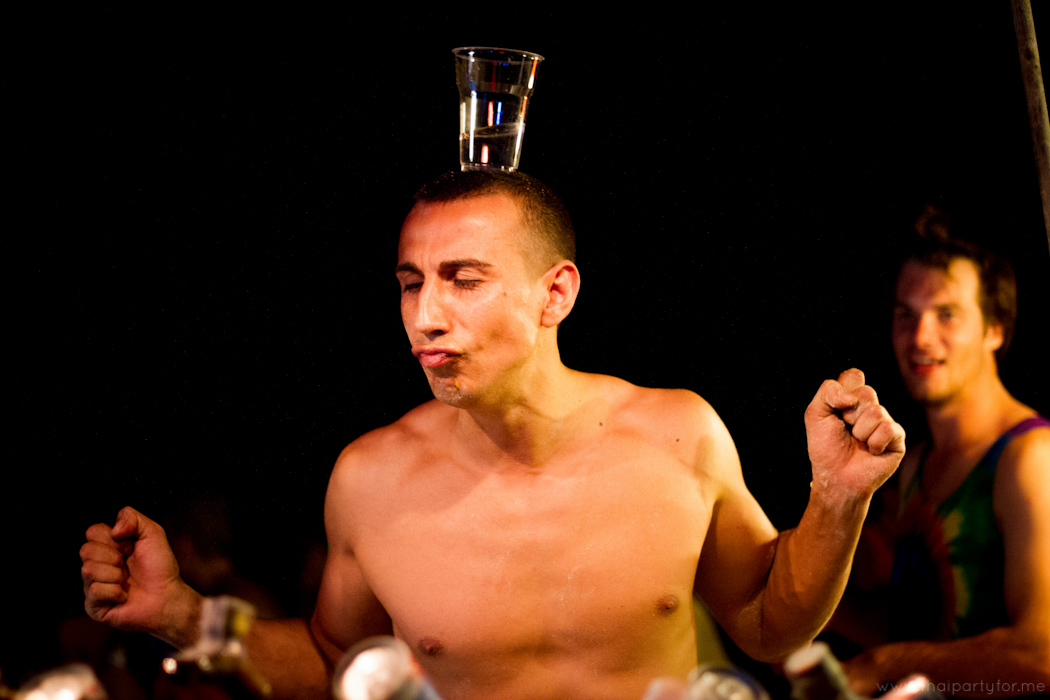 Full Moon Party 6 October 2014 Photo 16. Cup on the head.