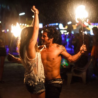Full Moon Party October 2014 Main Photo. Girl and FireShow.